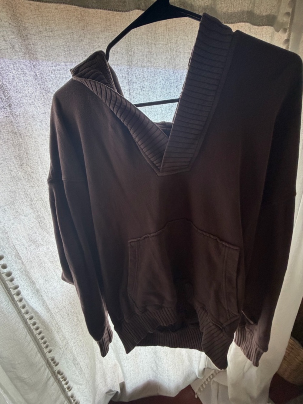 Arie Brown V-Neck Hoodie